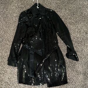 Black sequin trench coat